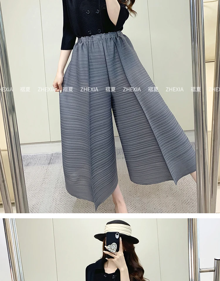 Miyake Pleated Pants Women's 2024 Summer New Casual Loose Large Size Loose 9/4 Straight Leg Pants Women's Wear