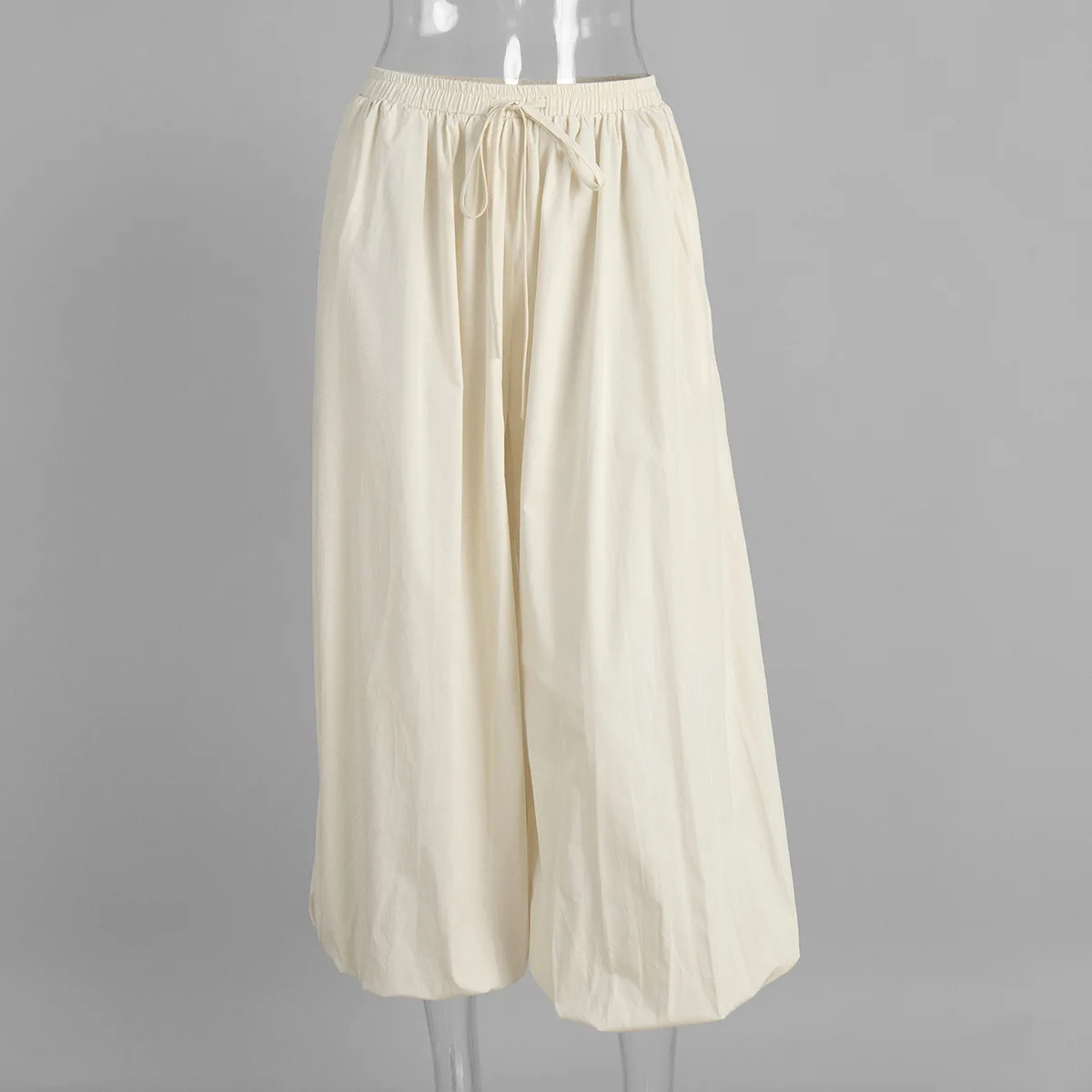 Talenza Summer Fashion Pocket Bloomers Female Trousers Pleated Loose High Waist Patchwork Bandage Streetwear Wide Leg Women Pant