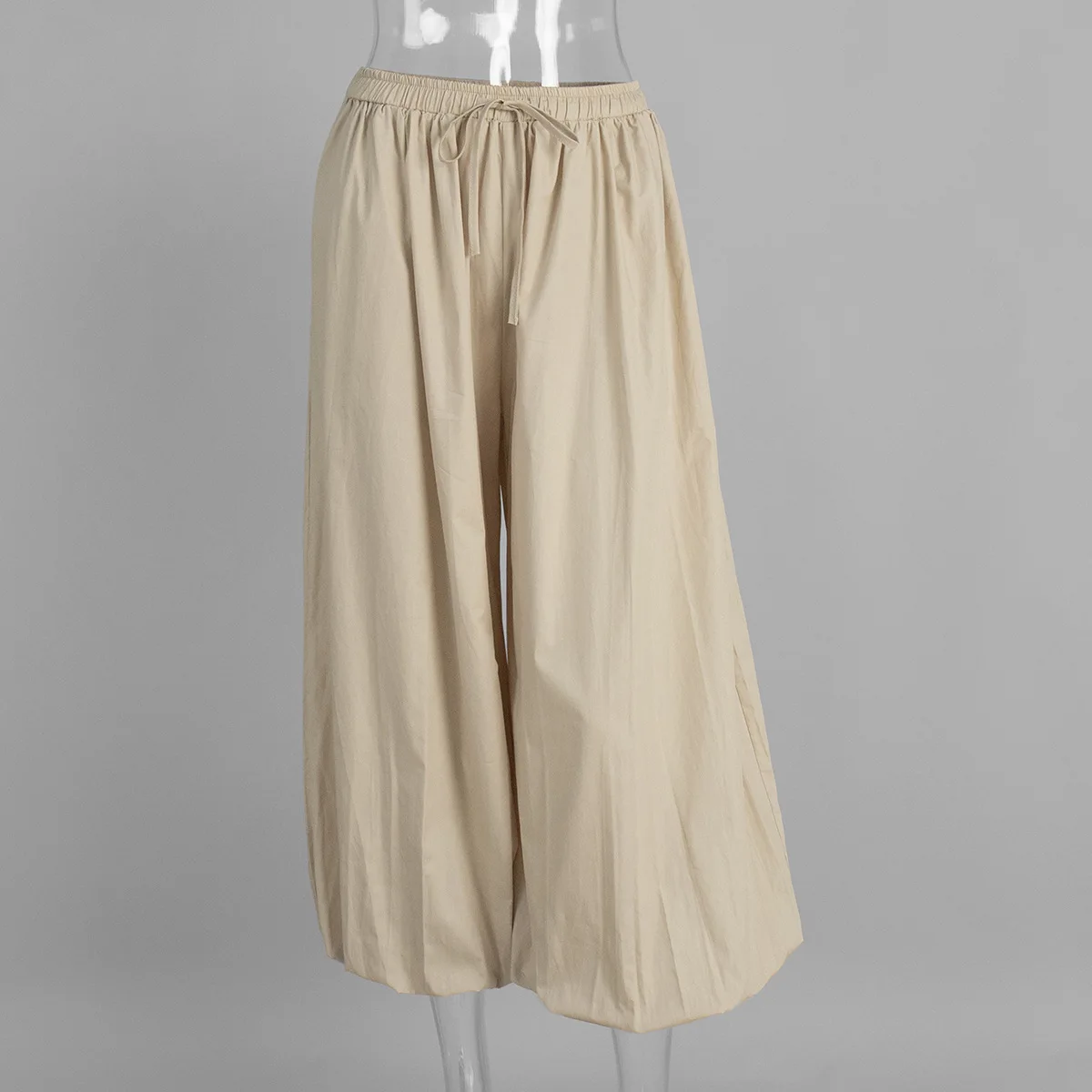 Talenza Summer Fashion Pocket Bloomers Female Trousers Pleated Loose High Waist Patchwork Bandage Streetwear Wide Leg Women Pant