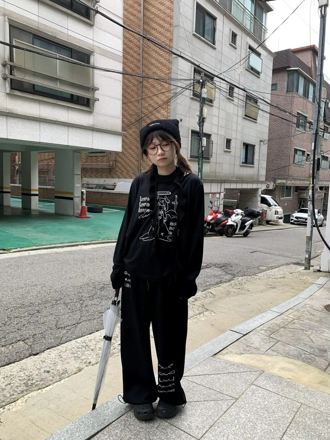 NICEMIX Kaomoji Sweatpants Women Cute Kawaii Cutecore Harajuku Jirai Kei Baggy Wide Leg Gray Joggers Y2K Alt Streetwear Pants