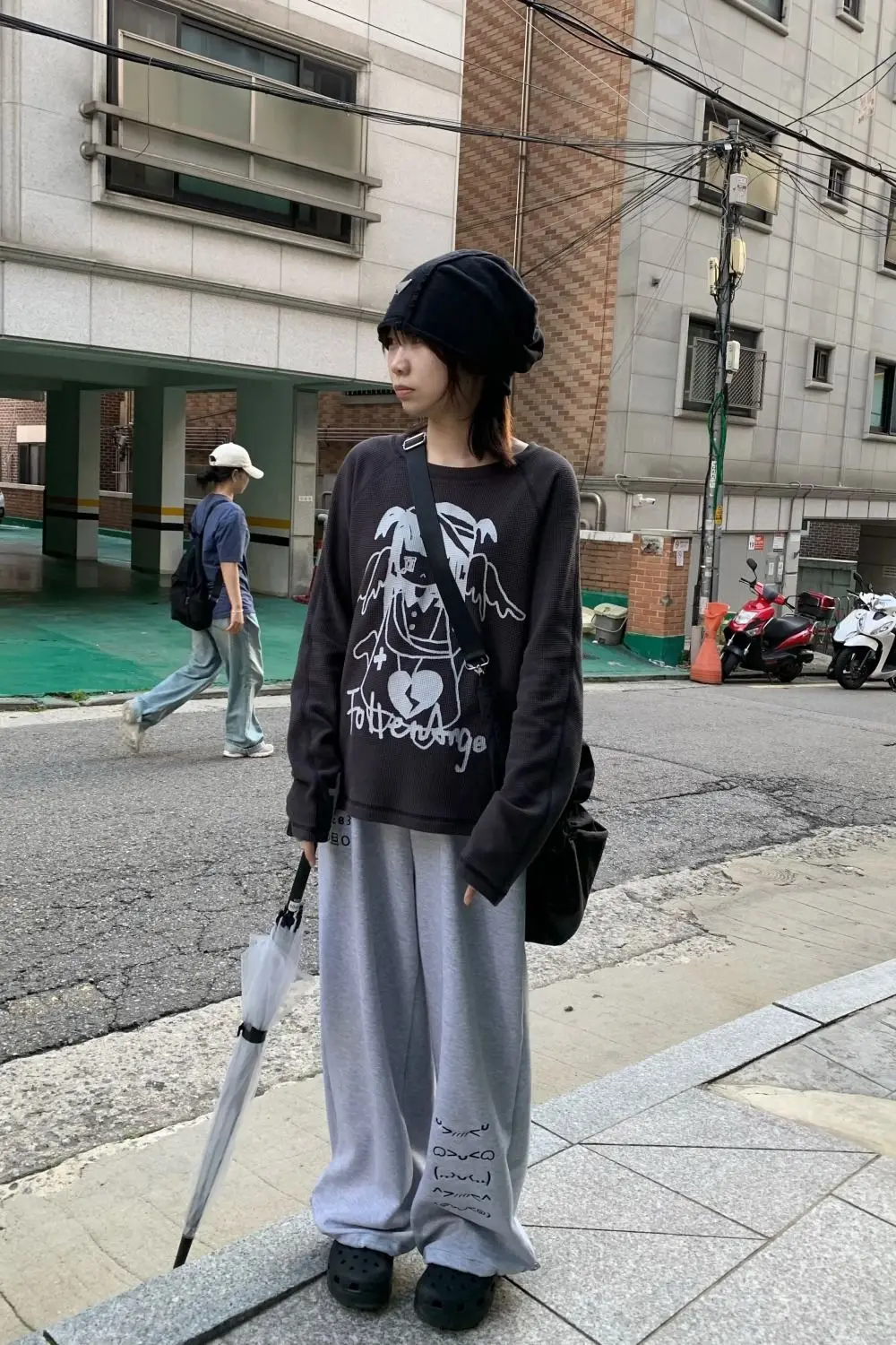 NICEMIX Kaomoji Sweatpants Women Cute Kawaii Cutecore Harajuku Jirai Kei Baggy Wide Leg Gray Joggers Y2K Alt Streetwear Pants
