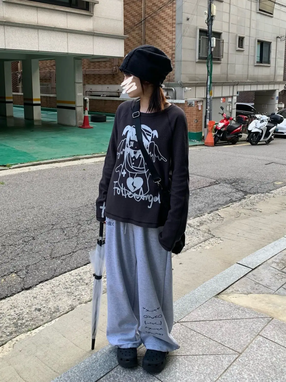 NICEMIX Kaomoji Sweatpants Women Cute Kawaii Cutecore Harajuku Jirai Kei Baggy Wide Leg Gray Joggers Y2K Alt Streetwear Pants