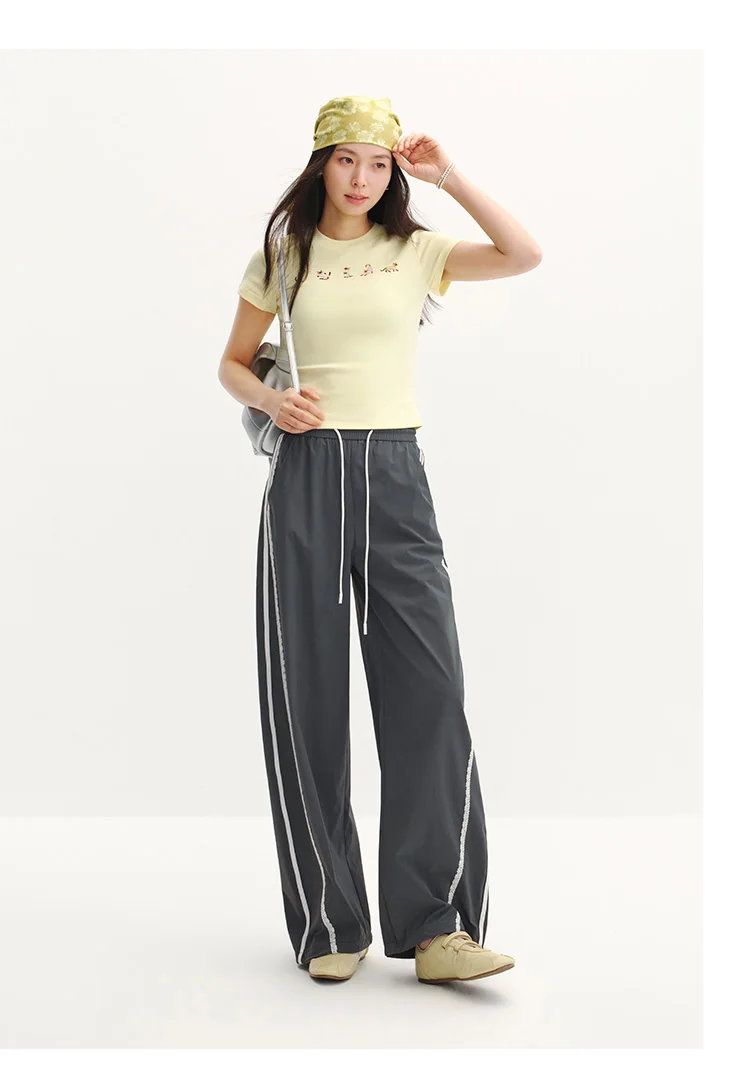 Semir Women Pants Color 2026 Block Ruffle Trim Drawstring 3D Cut Urban Casual Everyday Style Soft Comfortable Daily Wear