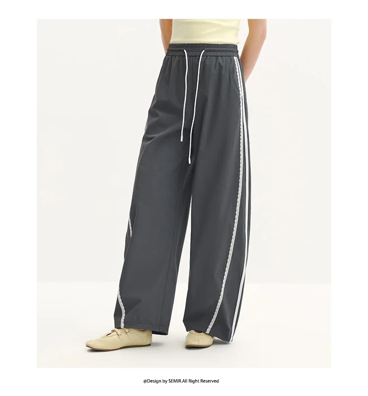 Semir Women Pants Color 2026 Block Ruffle Trim Drawstring 3D Cut Urban Casual Everyday Style Soft Comfortable Daily Wear