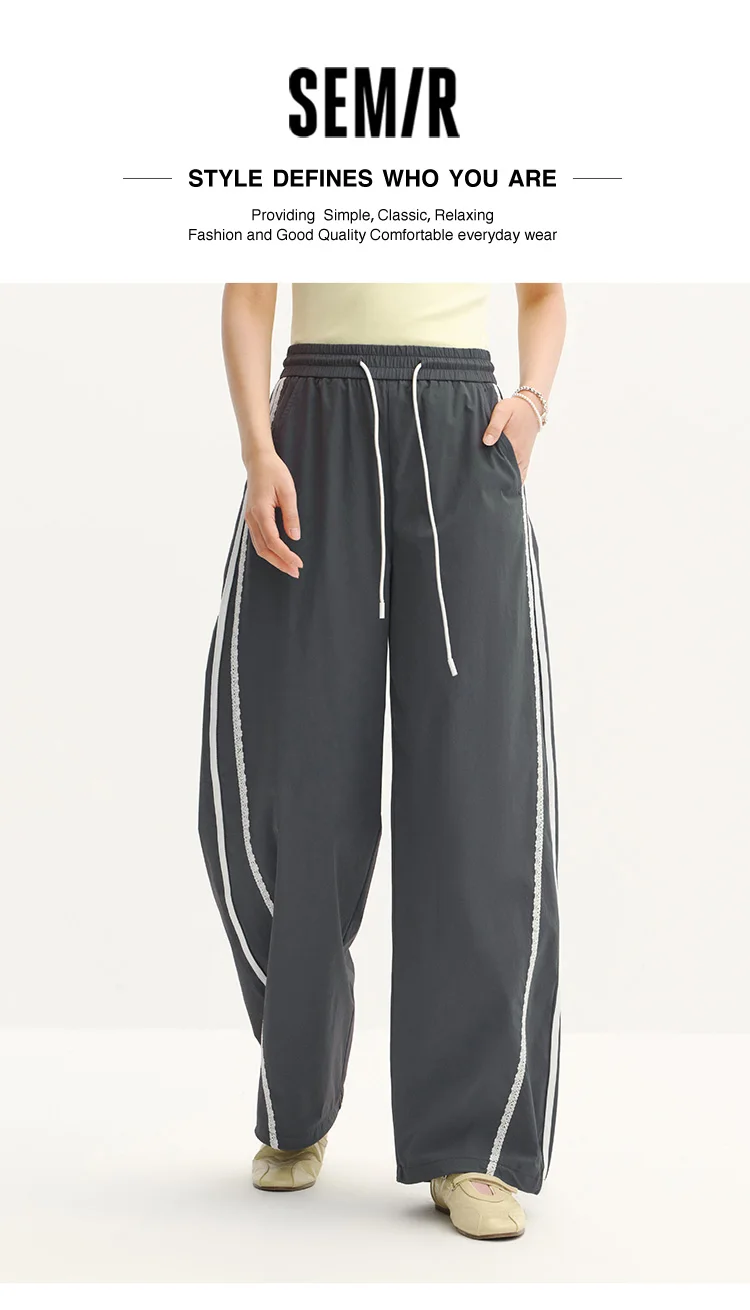 Semir Women Pants Color 2026 Block Ruffle Trim Drawstring 3D Cut Urban Casual Everyday Style Soft Comfortable Daily Wear