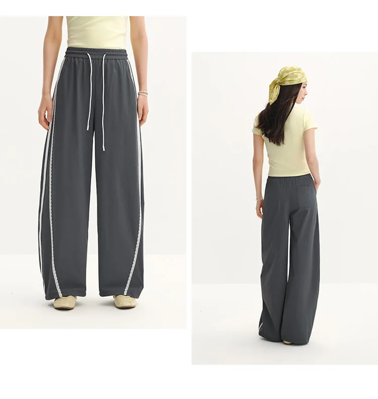 Semir Women Pants Color 2026 Block Ruffle Trim Drawstring 3D Cut Urban Casual Everyday Style Soft Comfortable Daily Wear