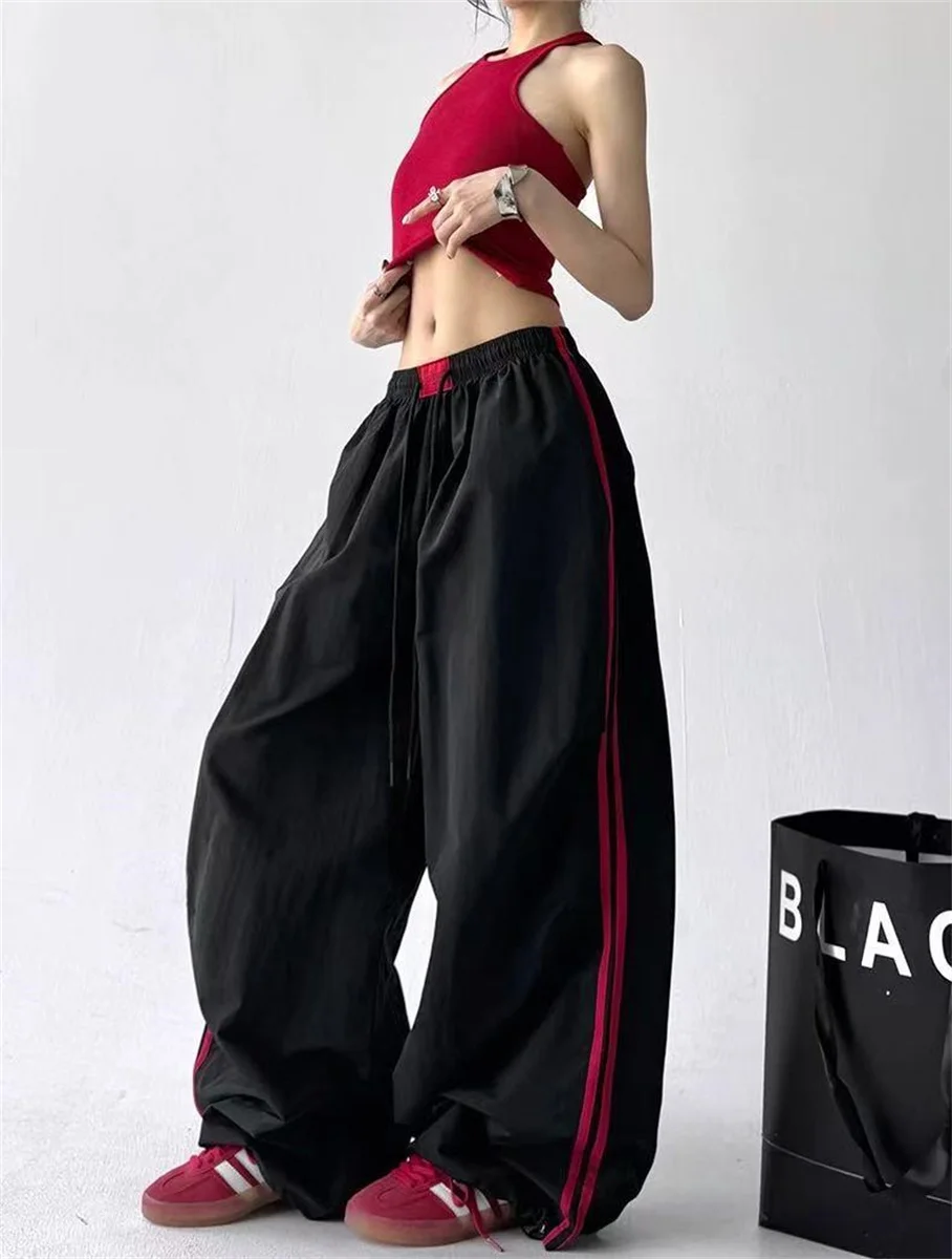 Loose Joggers Pants Women Cargo Pants Vintage Streetwear Hip Hop Y2k Baggy Wide Leg Sweatpants Casual Pockets Fashion Trousers