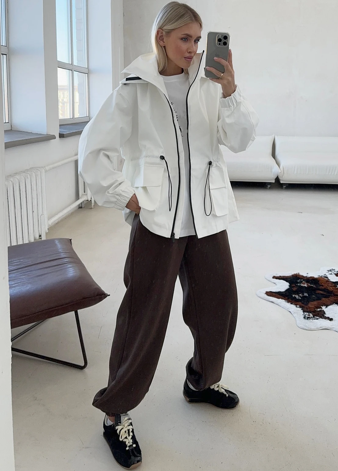 Autumn Women's Gray Sports Pants with Elastic 80% Cotton Jogging Vintage Classic Brown Sweatpants for Women