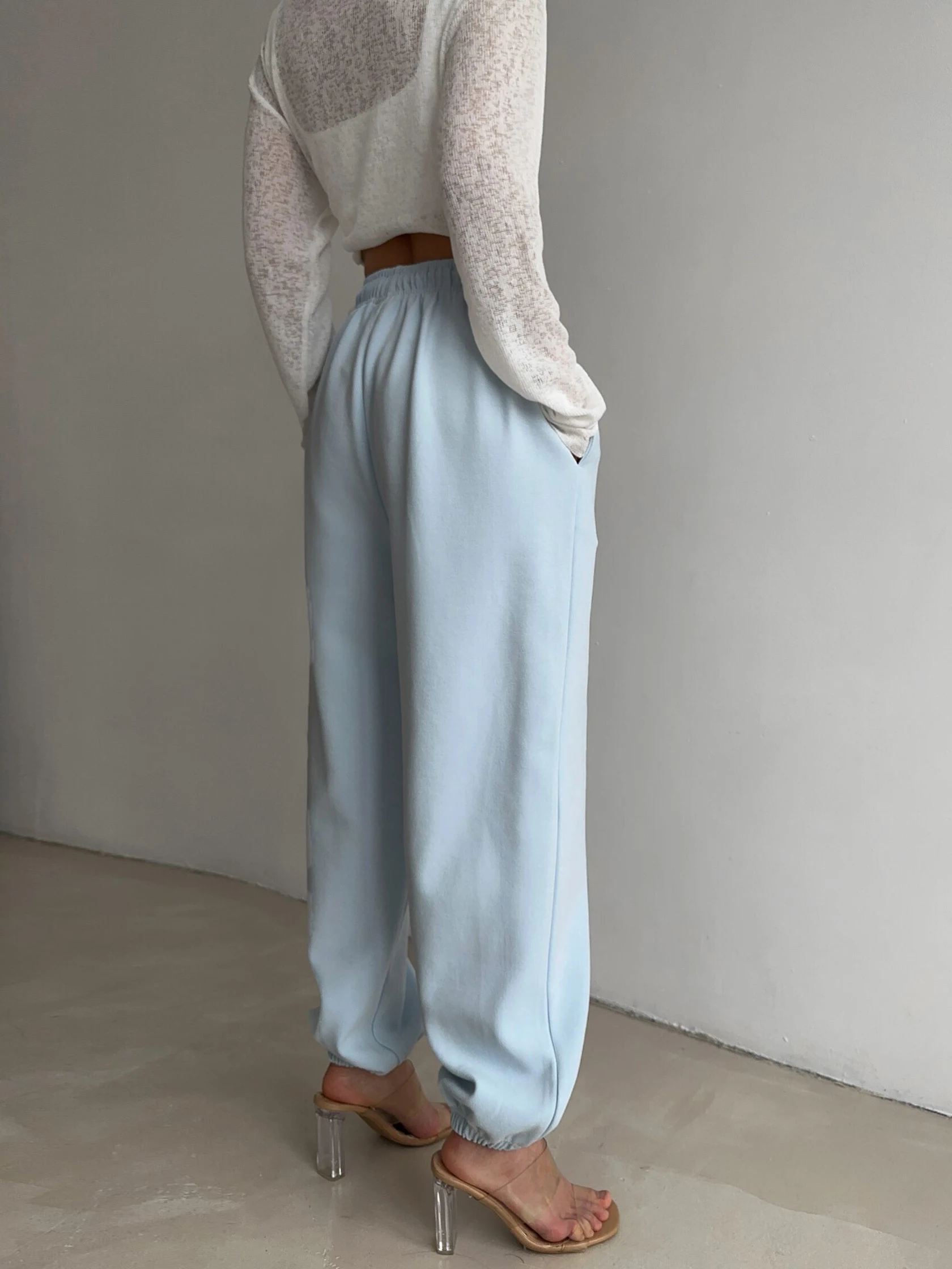 Autumn Women's Gray Sports Pants with Elastic 80% Cotton Jogging Vintage Classic Brown Sweatpants for Women