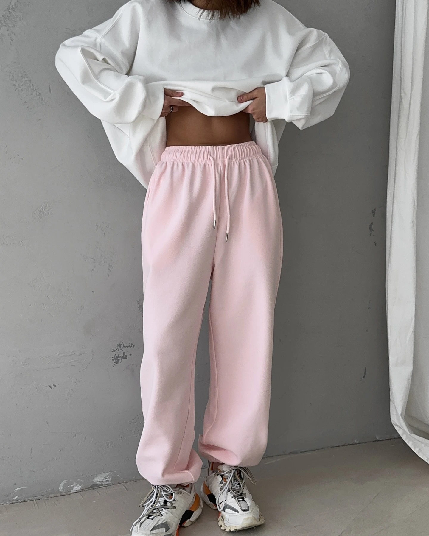 Autumn Women's Gray Sports Pants with Elastic 80% Cotton Jogging Vintage Classic Brown Sweatpants for Women