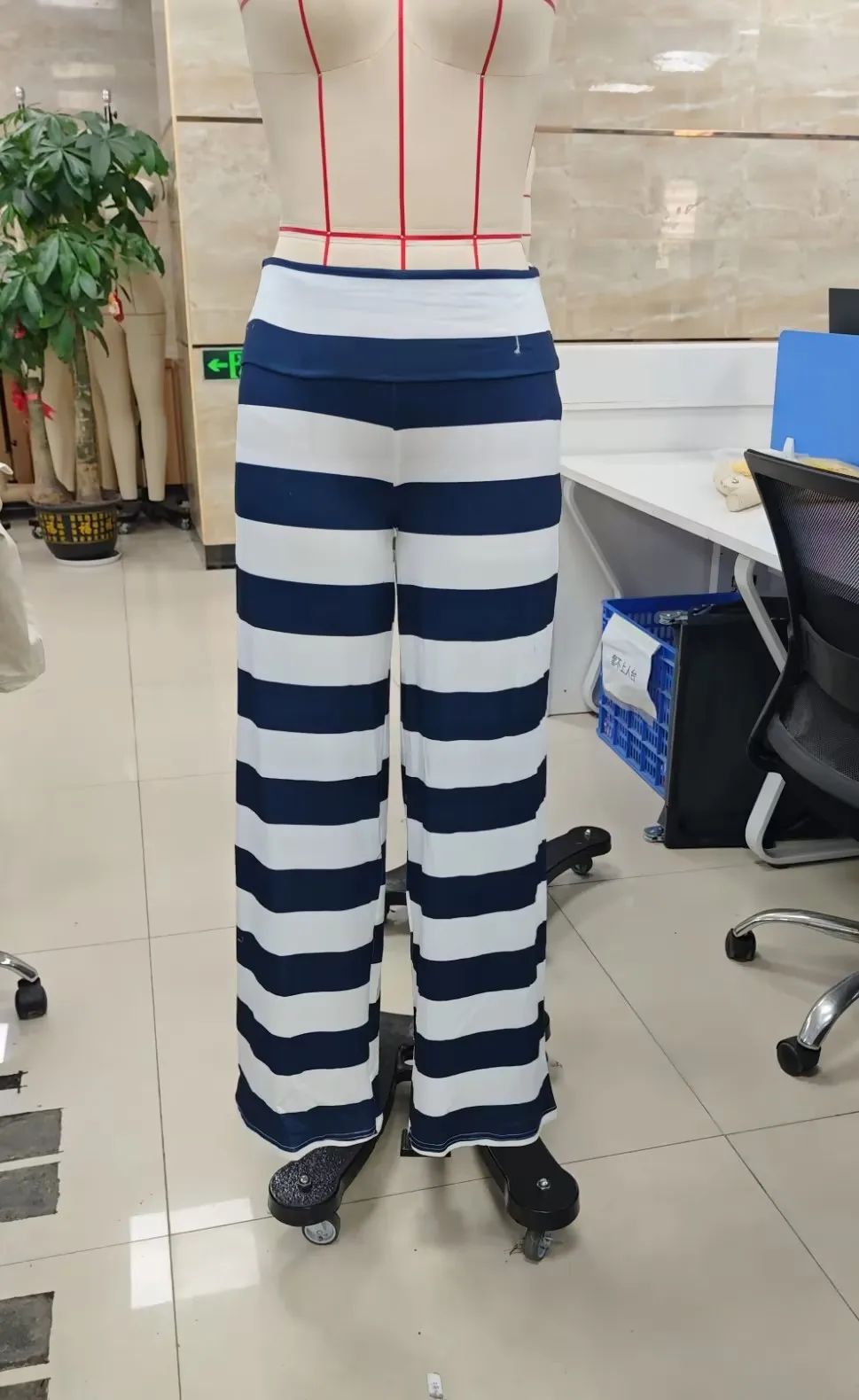 Women Y2k Striped Fold Over Pants Low Rise Yoga Pants Lounge Bottoms Color Block Wide Leg Flare Leggings Sweatpants
