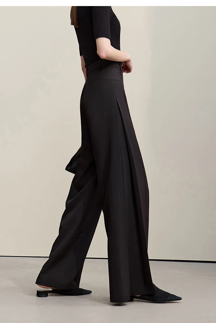 Amii Women's Wide Leg Pants 2026 Summer New Loose Flowy Trousers Pleated Solid Versatile Casual Long Pants For Women 12642085