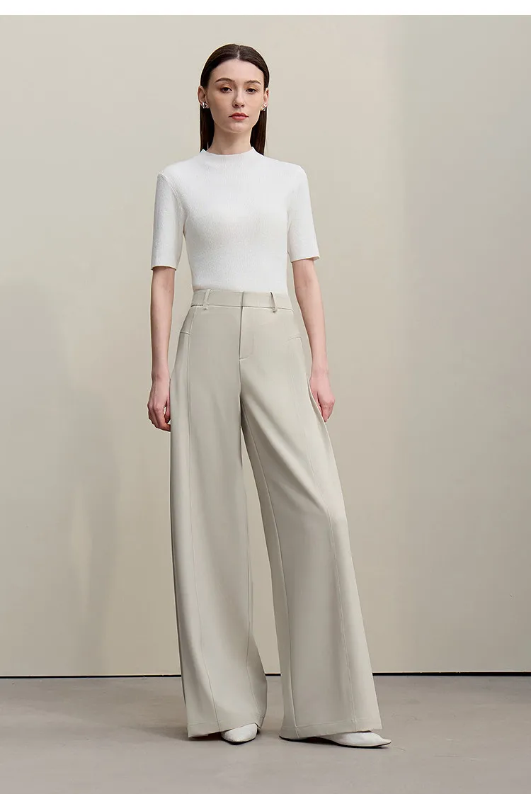 Amii Women's Wide Leg Pants 2026 Summer New Loose Flowy Trousers Pleated Solid Versatile Casual Long Pants For Women 12642085