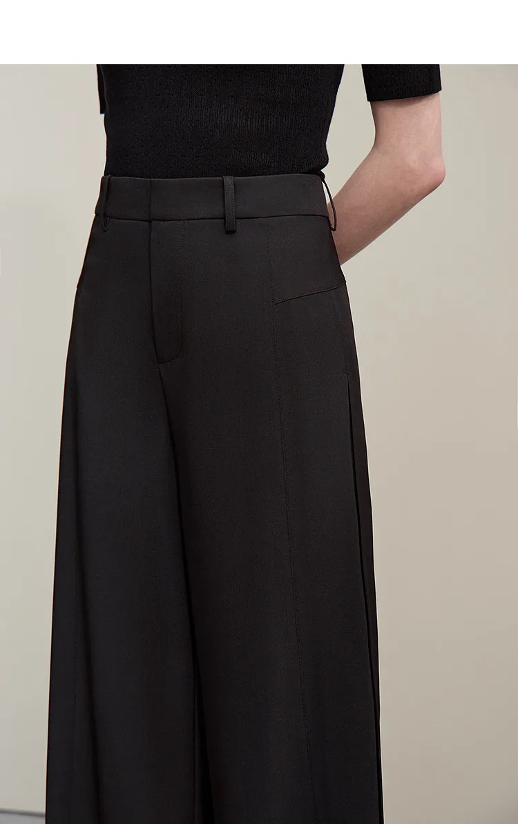 Amii Women's Wide Leg Pants 2026 Summer New Loose Flowy Trousers Pleated Solid Versatile Casual Long Pants For Women 12642085