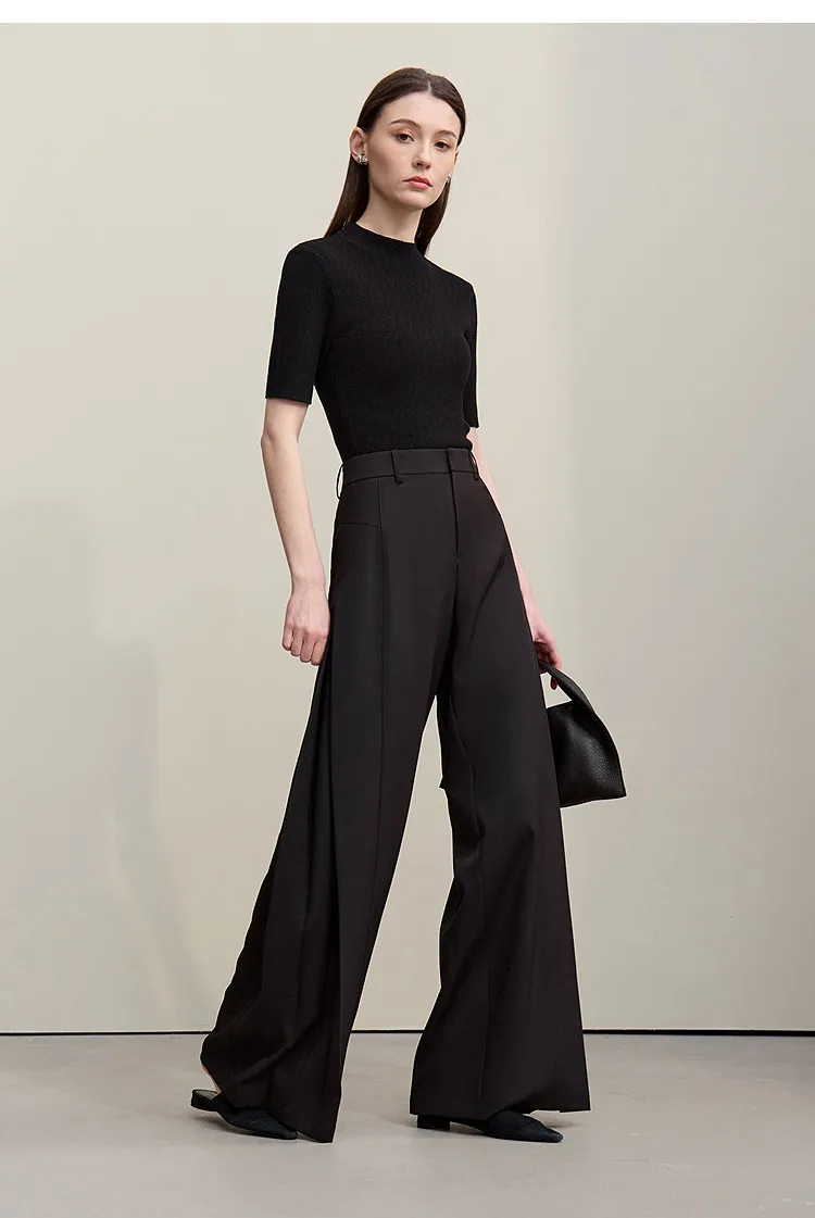 Amii Women's Wide Leg Pants 2026 Summer New Loose Flowy Trousers Pleated Solid Versatile Casual Long Pants For Women 12642085