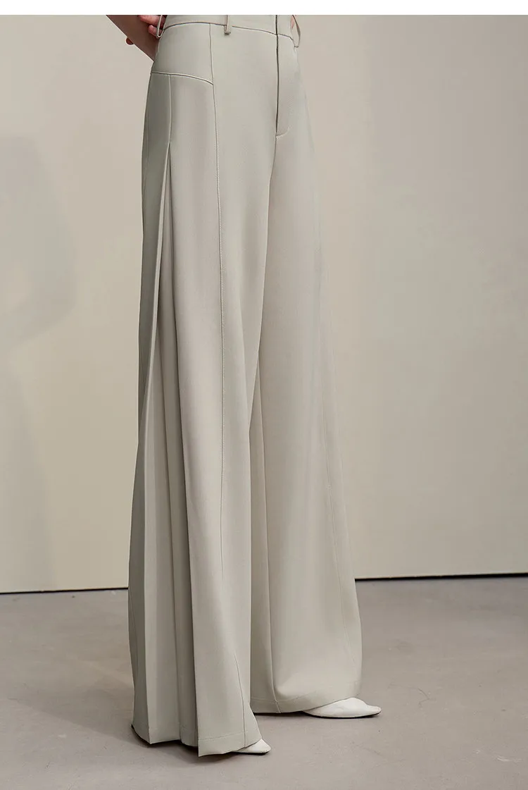 Amii Women's Wide Leg Pants 2026 Summer New Loose Flowy Trousers Pleated Solid Versatile Casual Long Pants For Women 12642085