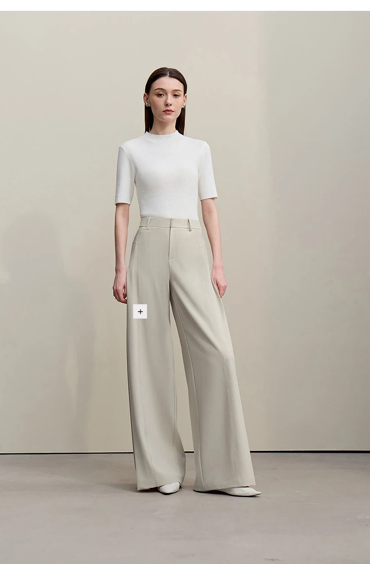 Amii Women's Wide Leg Pants 2026 Summer New Loose Flowy Trousers Pleated Solid Versatile Casual Long Pants For Women 12642085