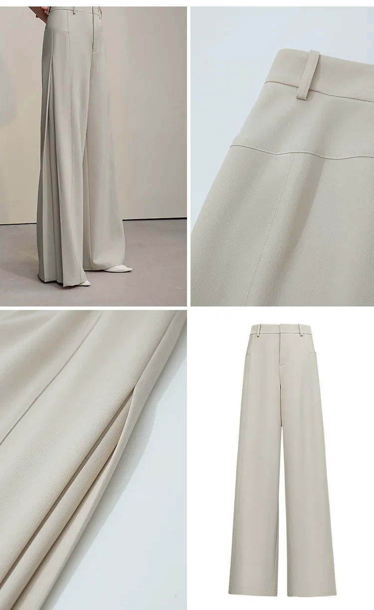Amii Women's Wide Leg Pants 2026 Summer New Loose Flowy Trousers Pleated Solid Versatile Casual Long Pants For Women 12642085