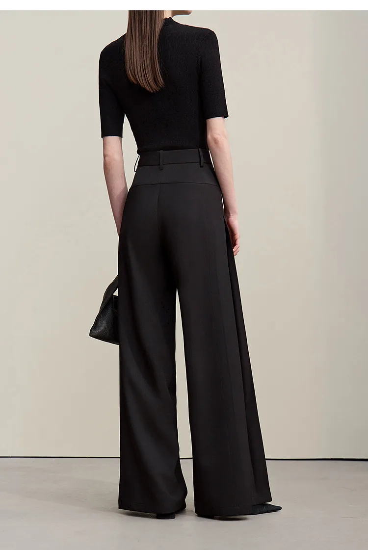 Amii Women's Wide Leg Pants 2026 Summer New Loose Flowy Trousers Pleated Solid Versatile Casual Long Pants For Women 12642085
