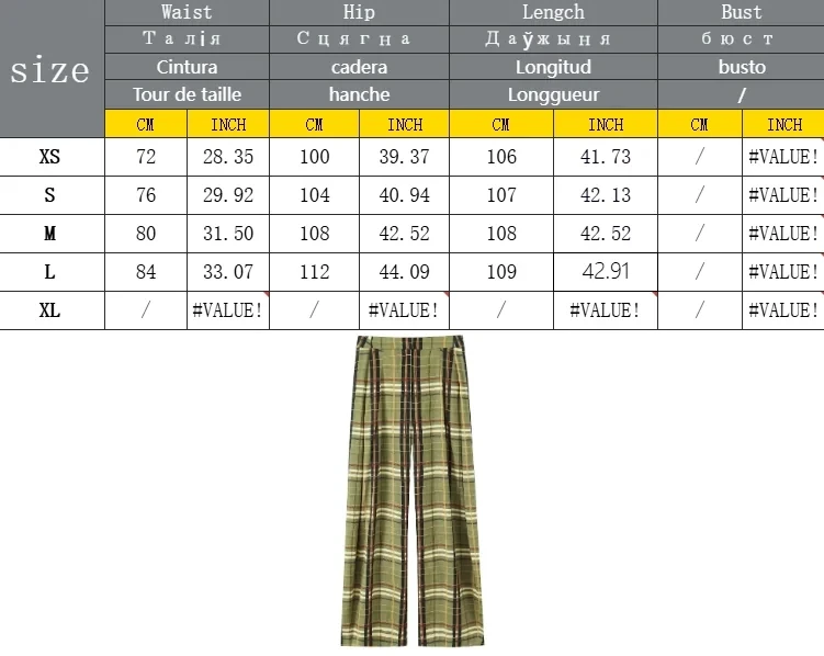 MUJER Plaid Baggy Pants Woman Casual Wide Leg Pants for Women Mid Waist Oversize Women's Pants Vintage Pleated Trousers Womens