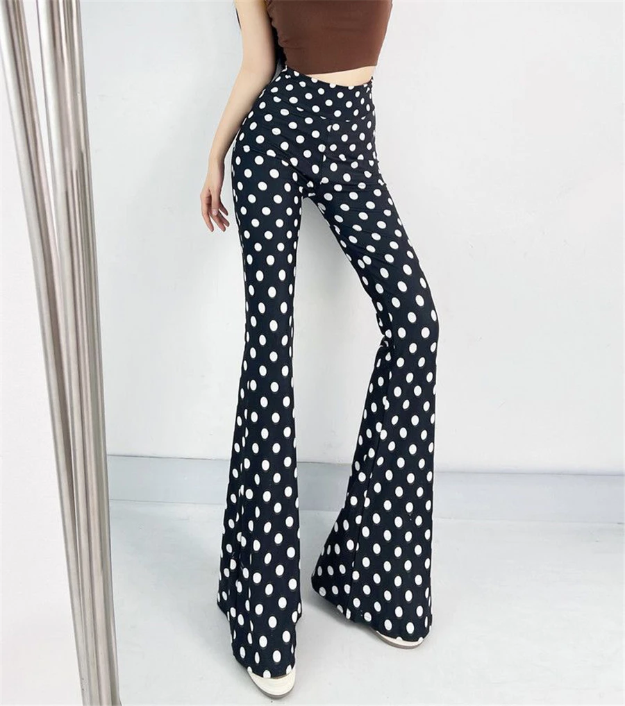 Sexy High Waist Striped Flare Pants Women Streetwear Print Tie Dye Slim Pantalones Vintage Lenggings Spodnie Aesthetic Trousers