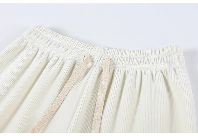 Women Wide Leg Corduroy Pants Autumn Winter Women Basic Elastic Waist Stright Long Pants Casual Female Long Pants Trousers