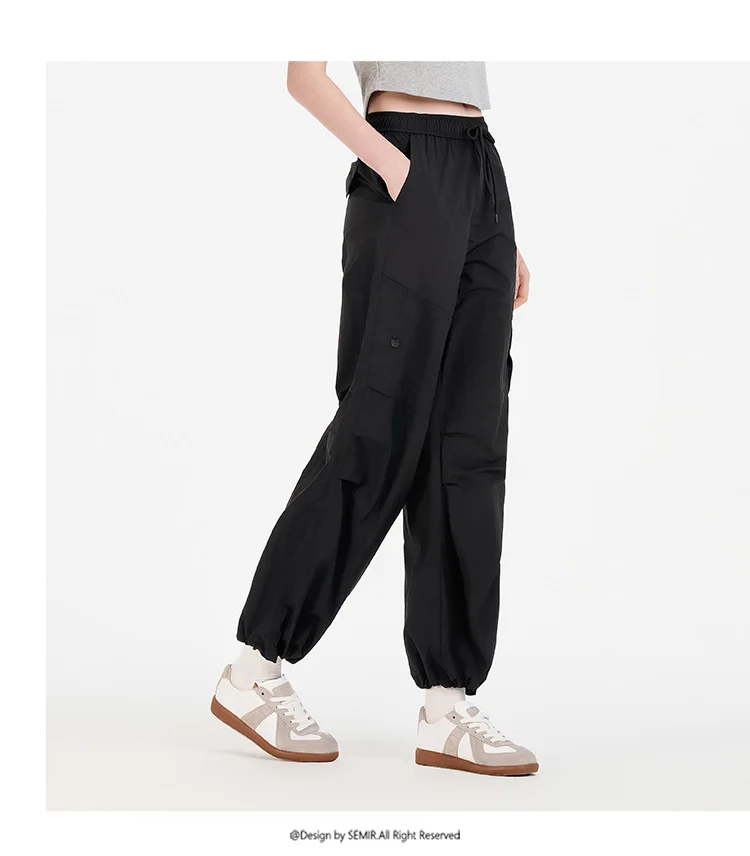 Semir Women Pants Wide 2026 Leg Knitted Loose Fit Elastic Waist Drawstring Urban Casual Everyday Style Soft Comfortable