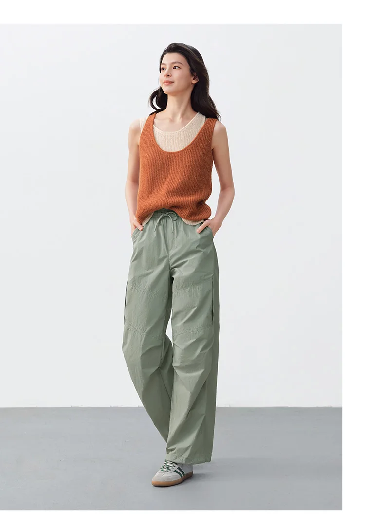 Semir Women Pants Wide 2026 Leg Knitted Loose Fit Elastic Waist Drawstring Urban Casual Everyday Style Soft Comfortable