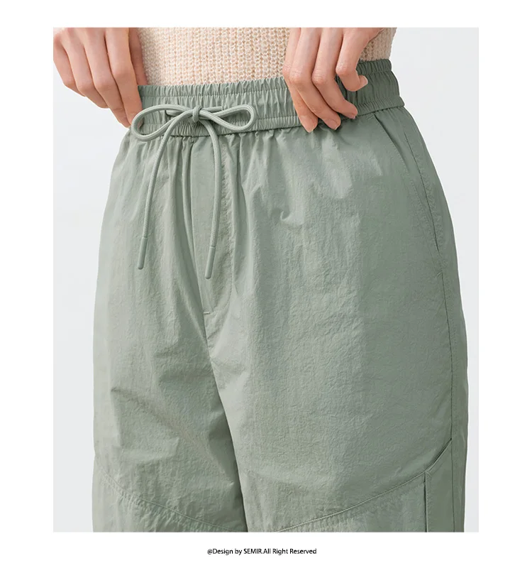 Semir Women Pants Wide 2026 Leg Knitted Loose Fit Elastic Waist Drawstring Urban Casual Everyday Style Soft Comfortable