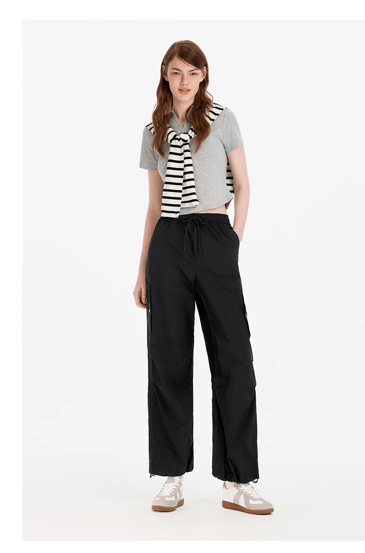 Semir Women Pants Wide 2026 Leg Knitted Loose Fit Elastic Waist Drawstring Urban Casual Everyday Style Soft Comfortable