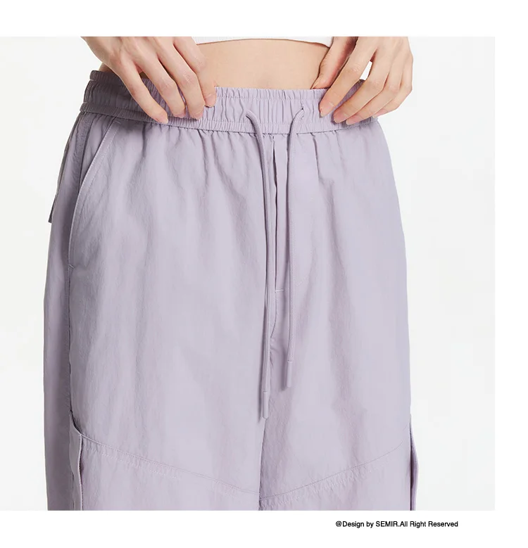 Semir Women Pants Wide 2026 Leg Knitted Loose Fit Elastic Waist Drawstring Urban Casual Everyday Style Soft Comfortable
