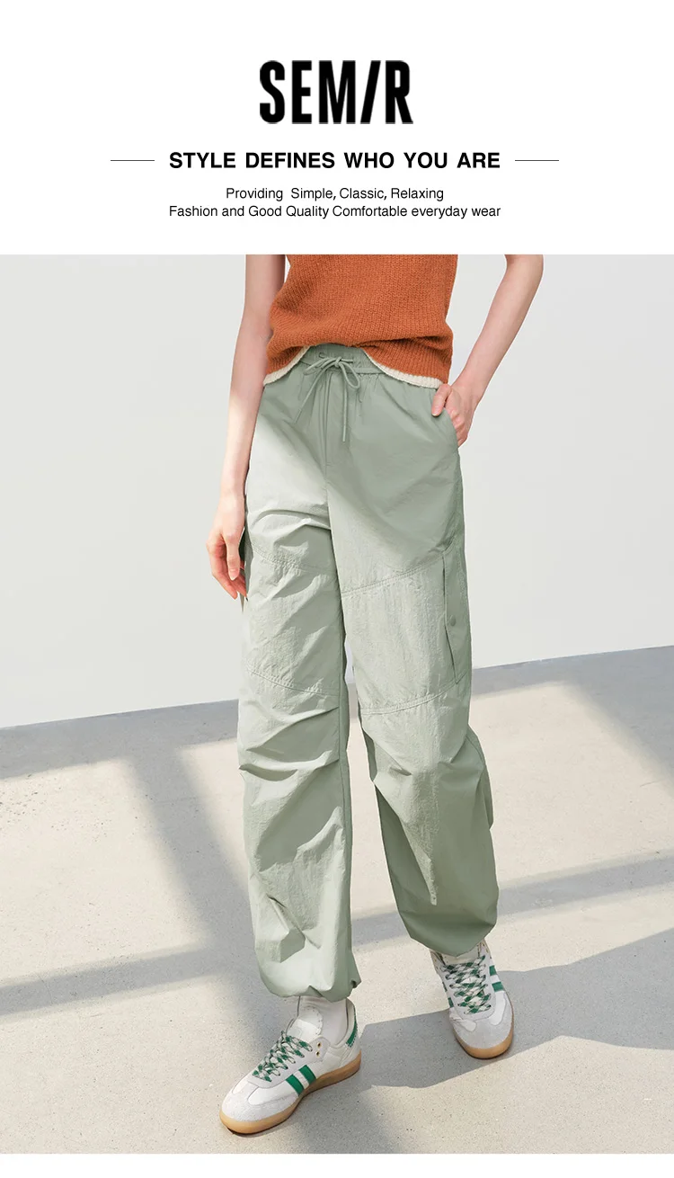 Semir Women Pants Wide 2026 Leg Knitted Loose Fit Elastic Waist Drawstring Urban Casual Everyday Style Soft Comfortable