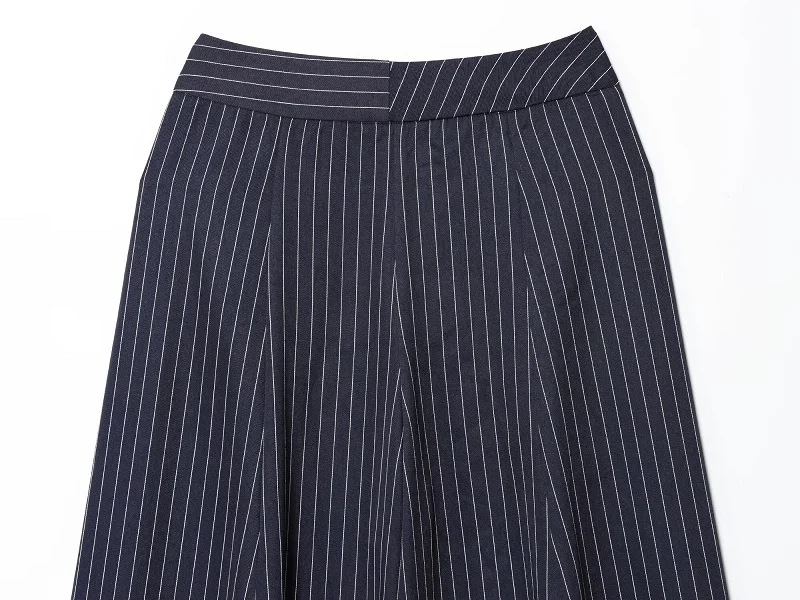 MUJER Black Baggy Pants Woman Pleated Wide Leg Pants for Women Striped Casual Women's Pants Spring High Waist Trousers Womens