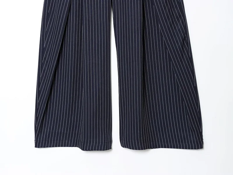 MUJER Black Baggy Pants Woman Pleated Wide Leg Pants for Women Striped Casual Women's Pants Spring High Waist Trousers Womens