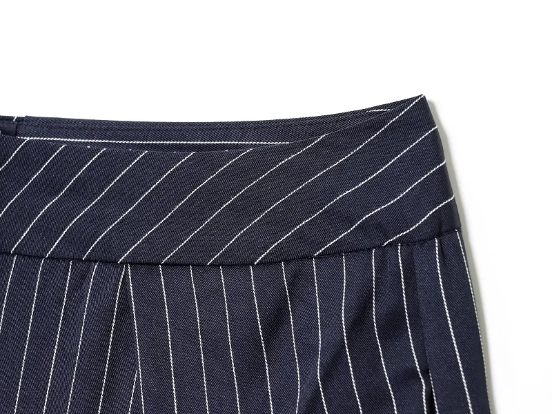 MUJER Black Baggy Pants Woman Pleated Wide Leg Pants for Women Striped Casual Women's Pants Spring High Waist Trousers Womens