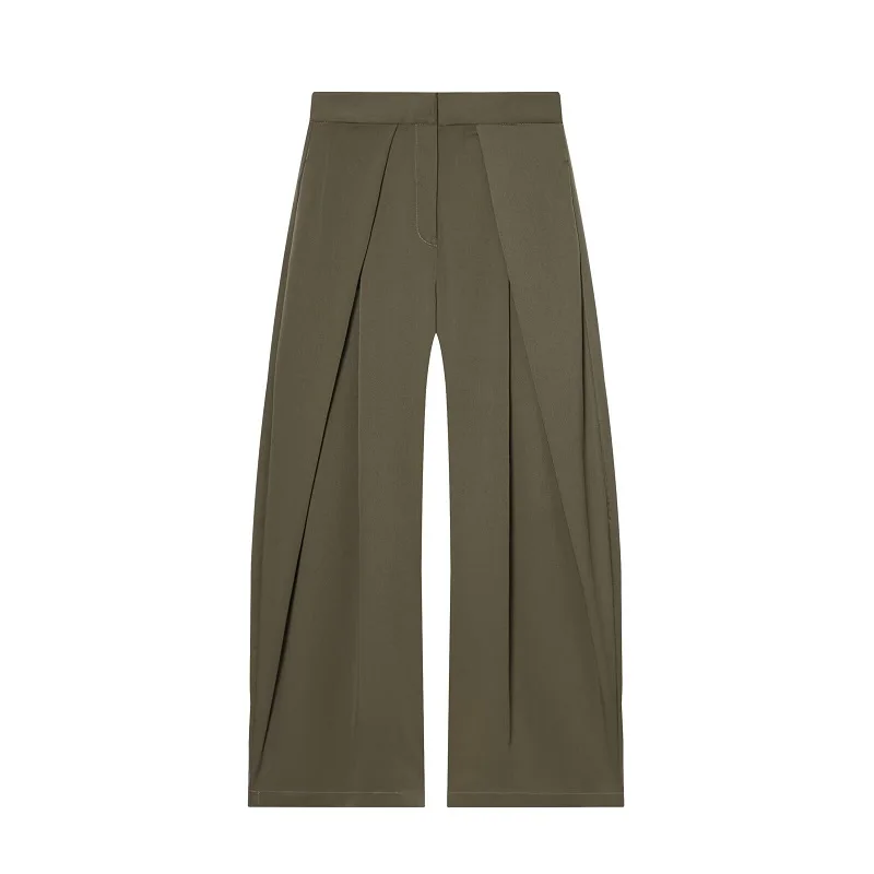 MUJER Black Baggy Pants Woman Pleated Wide Leg Pants for Women Striped Casual Women's Pants Spring High Waist Trousers Womens