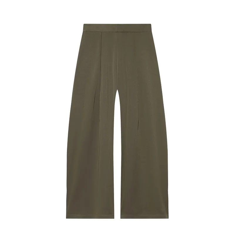MUJER Black Baggy Pants Woman Pleated Wide Leg Pants for Women Striped Casual Women's Pants Spring High Waist Trousers Womens