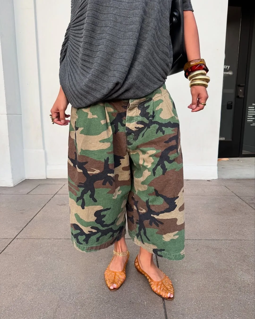 Women's Camouflage Wide Leg Pants Loose Casual High Waist Vintage Pockets Cropped Pants 2025 Fashion Harajuku Capris