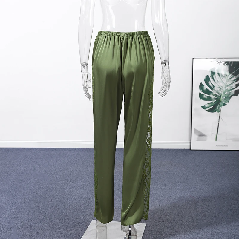 Fashion Loose Fit Lace Pants Women's Elastic High Waist Lounge Trousers 2026 2026 Spring New Lady Bohemian Casual Bottoms