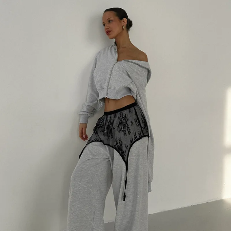 Fashion Loose Fit Lace Pants Women's Elastic High Waist Lounge Trousers 2026 2026 Spring New Lady Bohemian Casual Bottoms