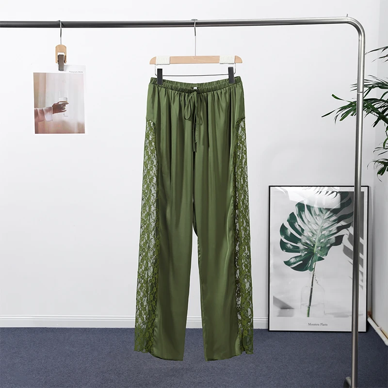 Fashion Loose Fit Lace Pants Women's Elastic High Waist Lounge Trousers 2026 2026 Spring New Lady Bohemian Casual Bottoms