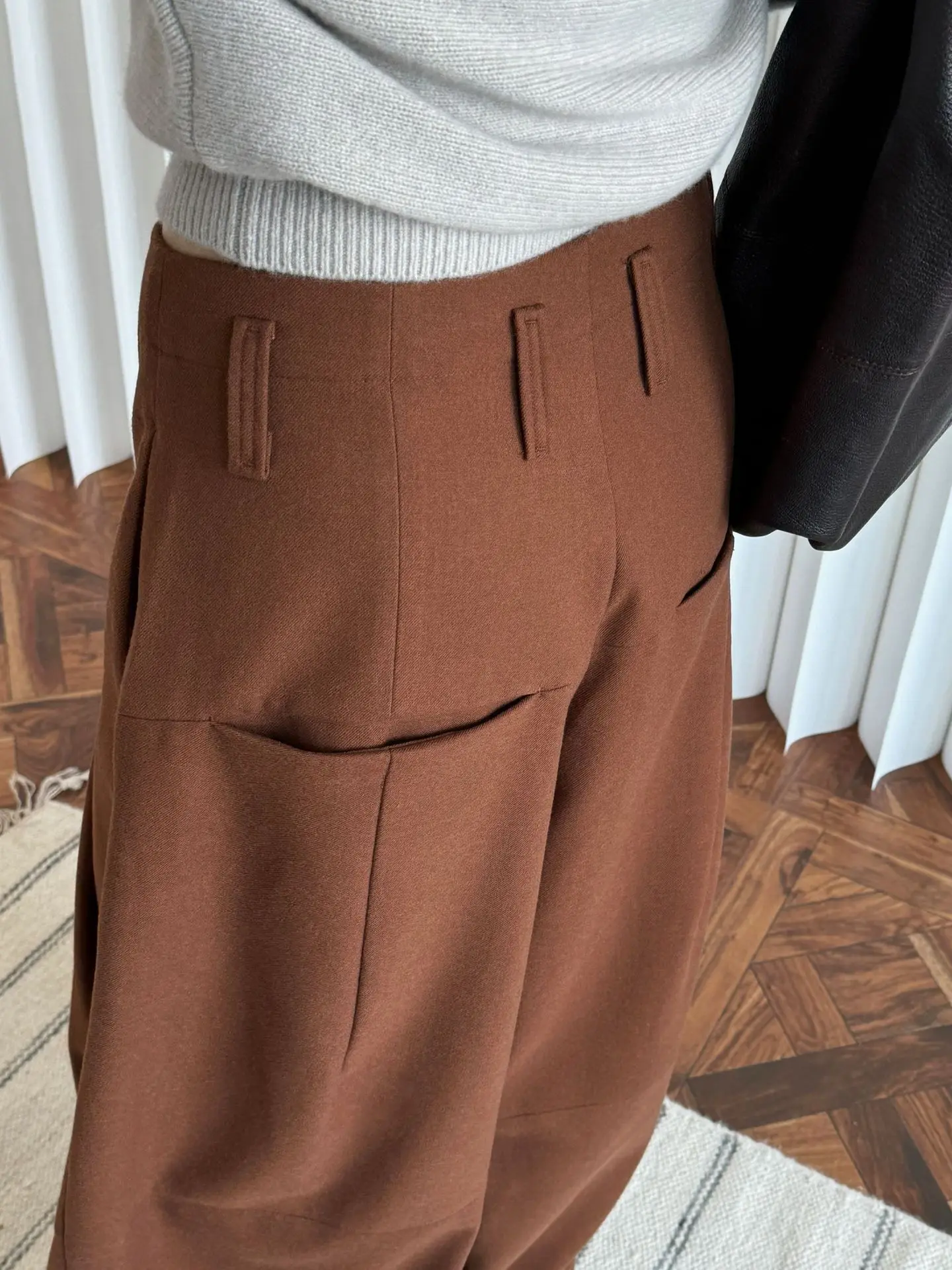 FANAN Office Lady Pleated High Waist Pants For Women Straight Wide Leg Trousers Temperament Clothing Female 2025 New Winter