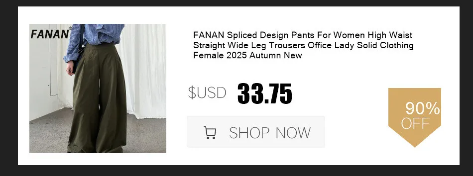 FANAN Office Lady Pleated High Waist Pants For Women Straight Wide Leg Trousers Temperament Clothing Female 2025 New Winter