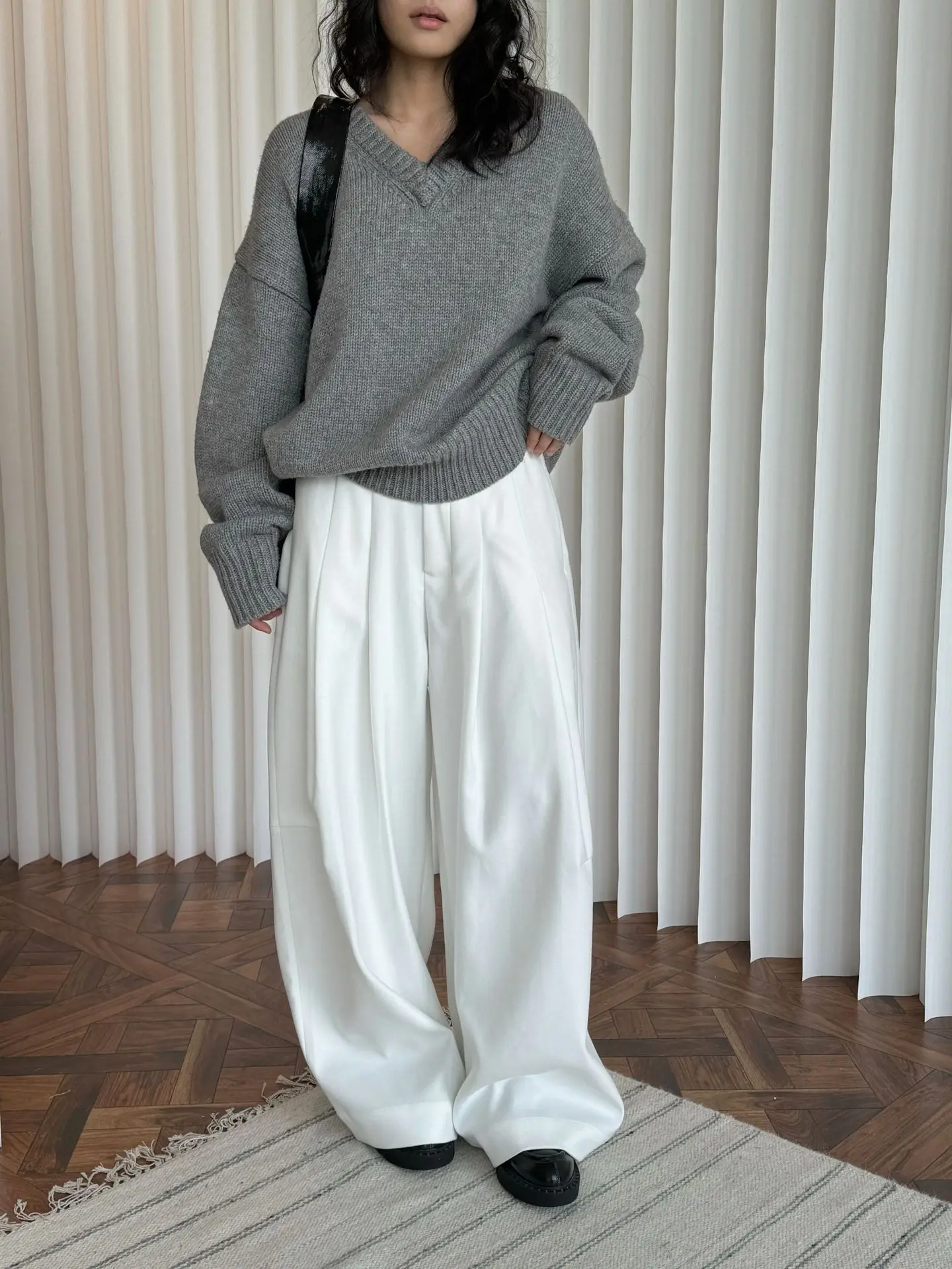 FANAN Office Lady Pleated High Waist Pants For Women Straight Wide Leg Trousers Temperament Clothing Female 2025 New Winter