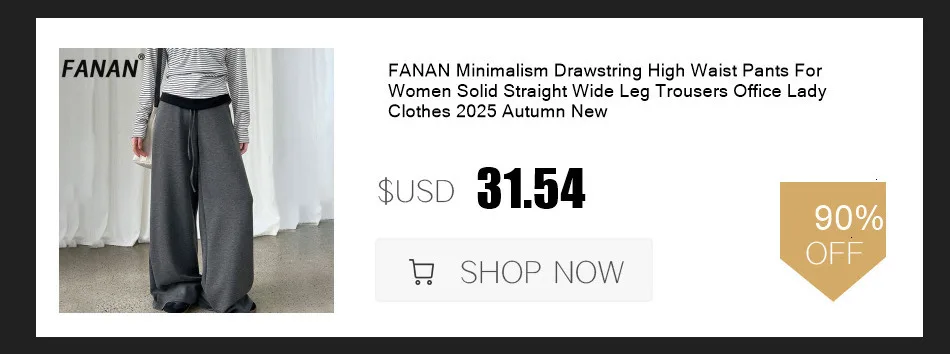 FANAN Office Lady Pleated High Waist Pants For Women Straight Wide Leg Trousers Temperament Clothing Female 2025 New Winter