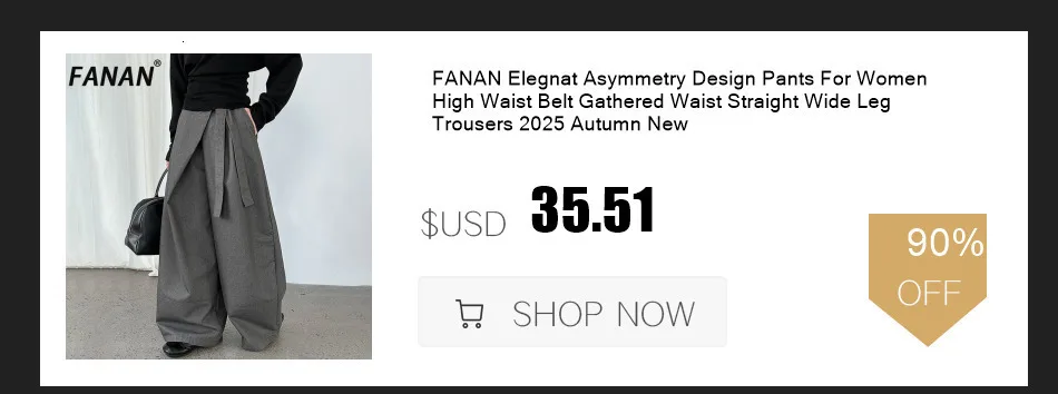 FANAN Office Lady Pleated High Waist Pants For Women Straight Wide Leg Trousers Temperament Clothing Female 2025 New Winter
