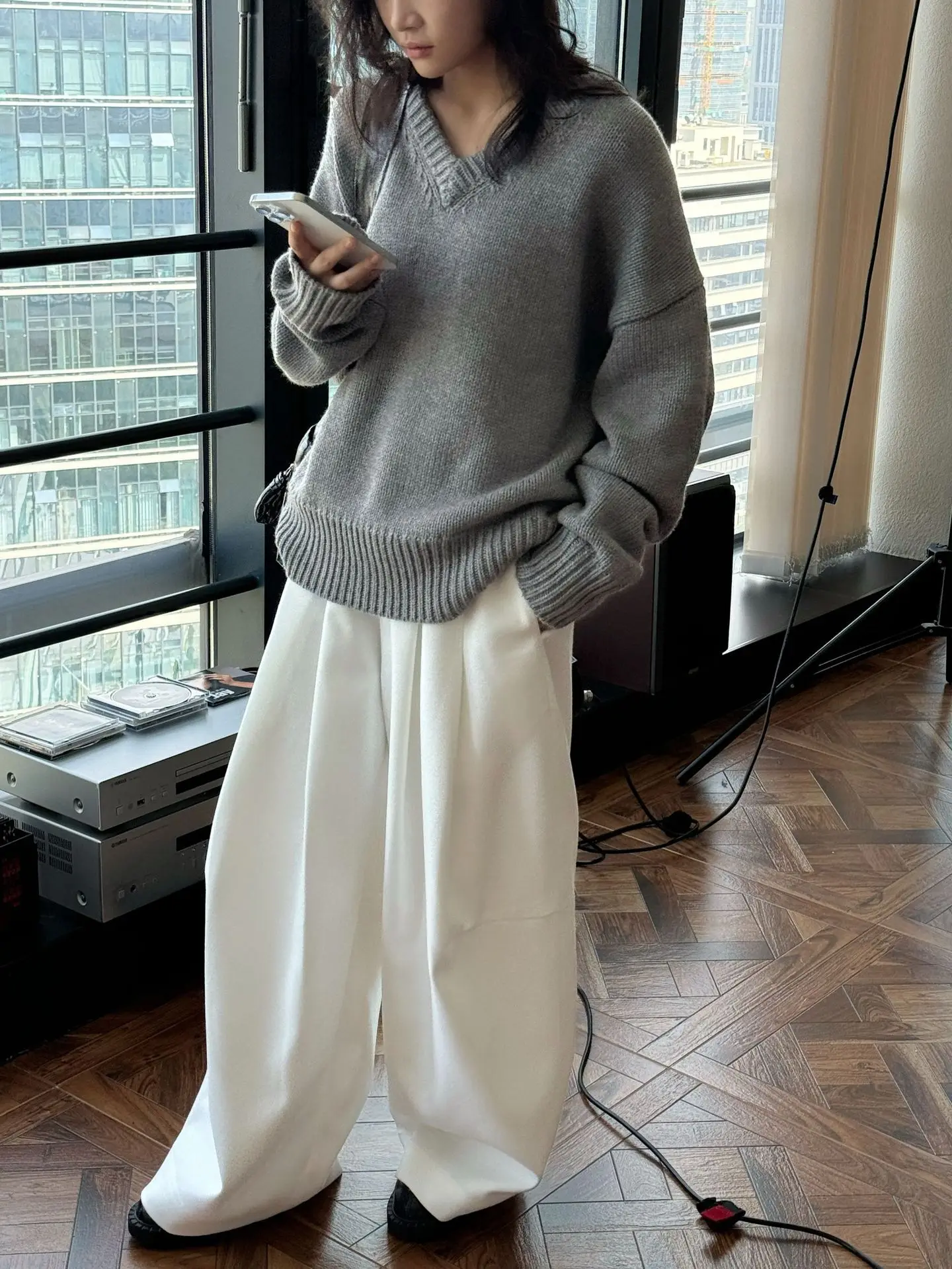 FANAN Office Lady Pleated High Waist Pants For Women Straight Wide Leg Trousers Temperament Clothing Female 2025 New Winter