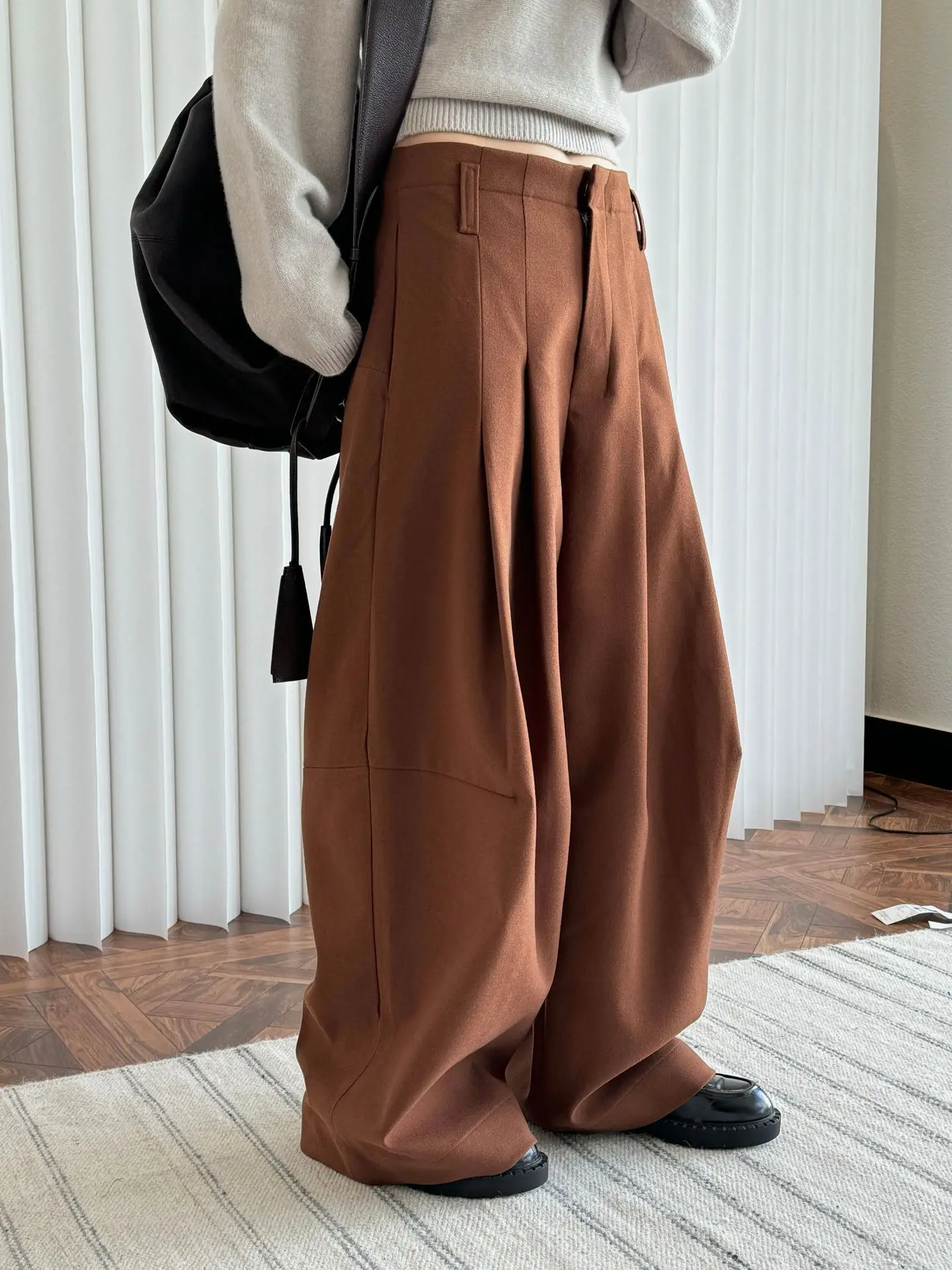 FANAN Office Lady Pleated High Waist Pants For Women Straight Wide Leg Trousers Temperament Clothing Female 2025 New Winter