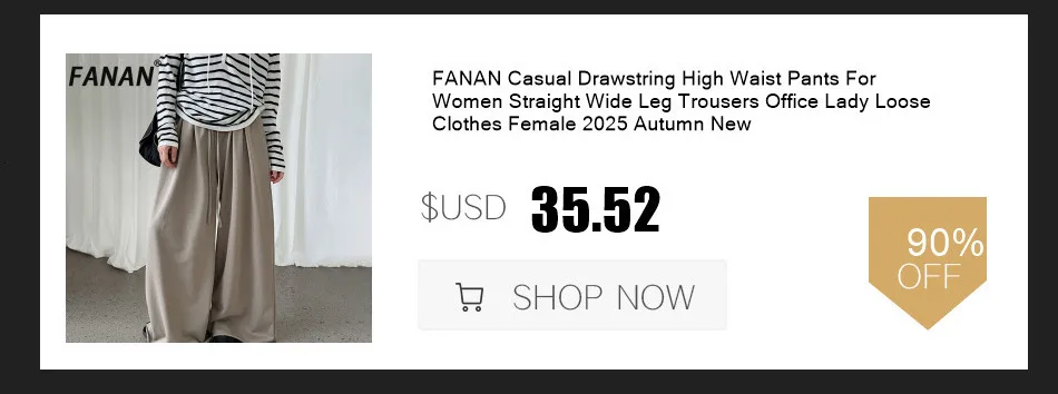 FANAN Office Lady Pleated High Waist Pants For Women Straight Wide Leg Trousers Temperament Clothing Female 2025 New Winter