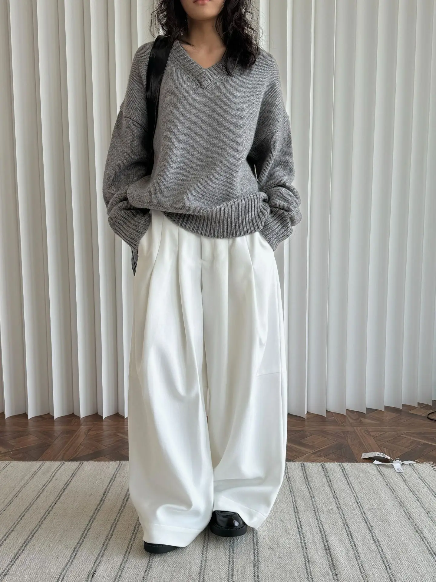 FANAN Office Lady Pleated High Waist Pants For Women Straight Wide Leg Trousers Temperament Clothing Female 2025 New Winter